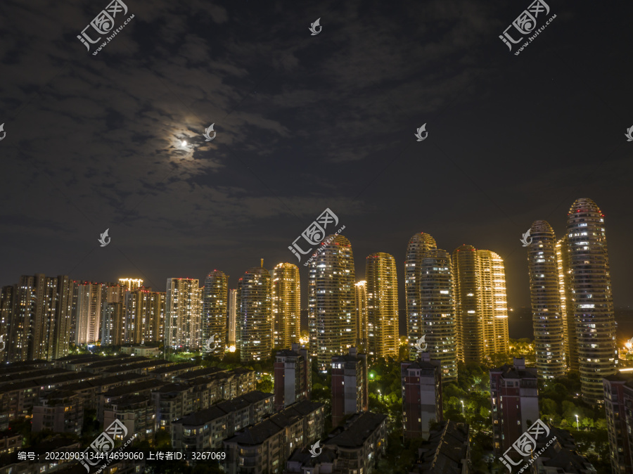 航拍安徽省芜湖市夜景