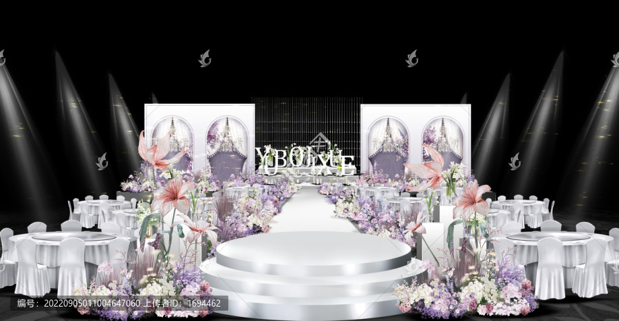 梦幻粉紫色高级婚礼效果图
