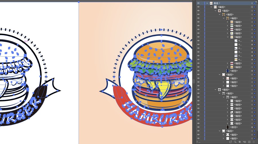 汉堡包三明治矢量美食插画海报