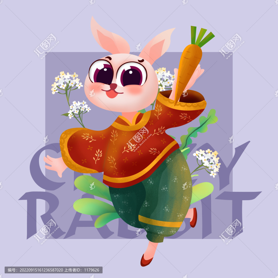 国潮春节兔子插画