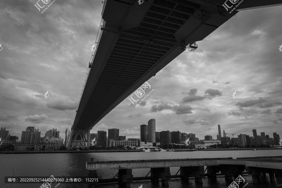卢浦大桥黑白照片