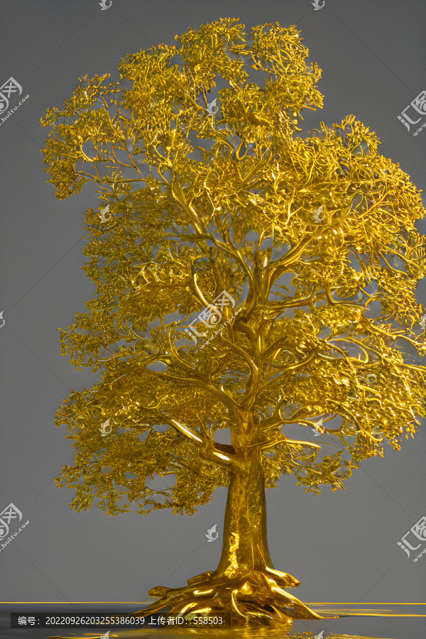 黄金生财发财树装饰画