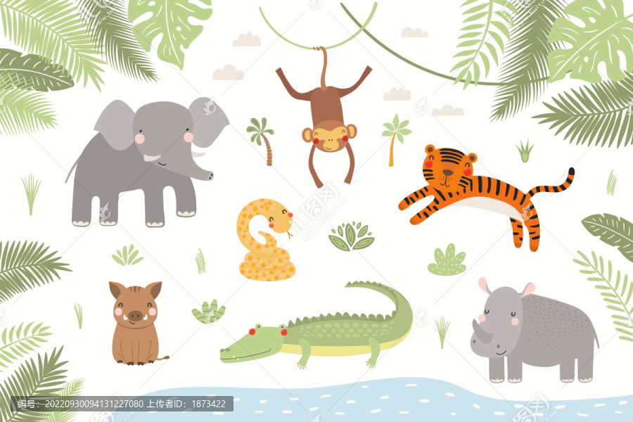 可爱森林动物插图