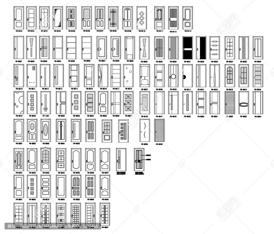 套装门100款门样CAD文件