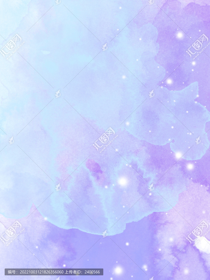 紫蓝色水彩水墨画