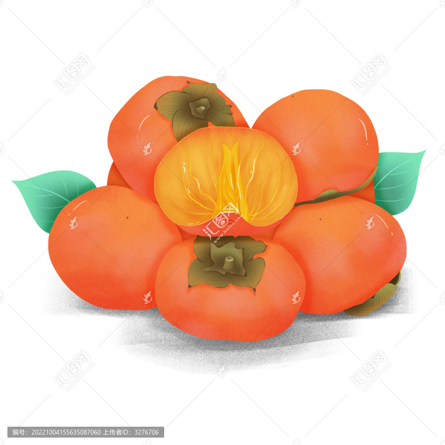 秋季水果插画手绘红柿子