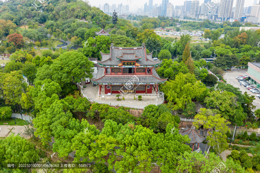 航拍武汉晴川阁景区