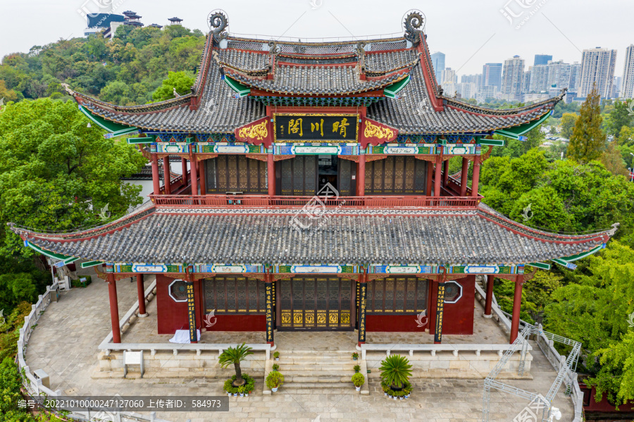 航拍武汉晴川阁景区