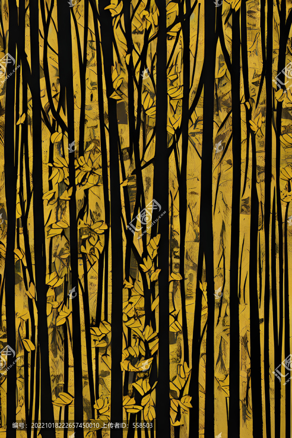 秋天手绘森林装饰画