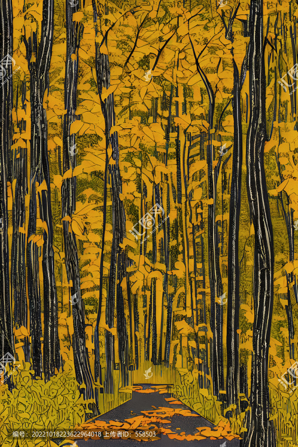 秋天森林装饰画