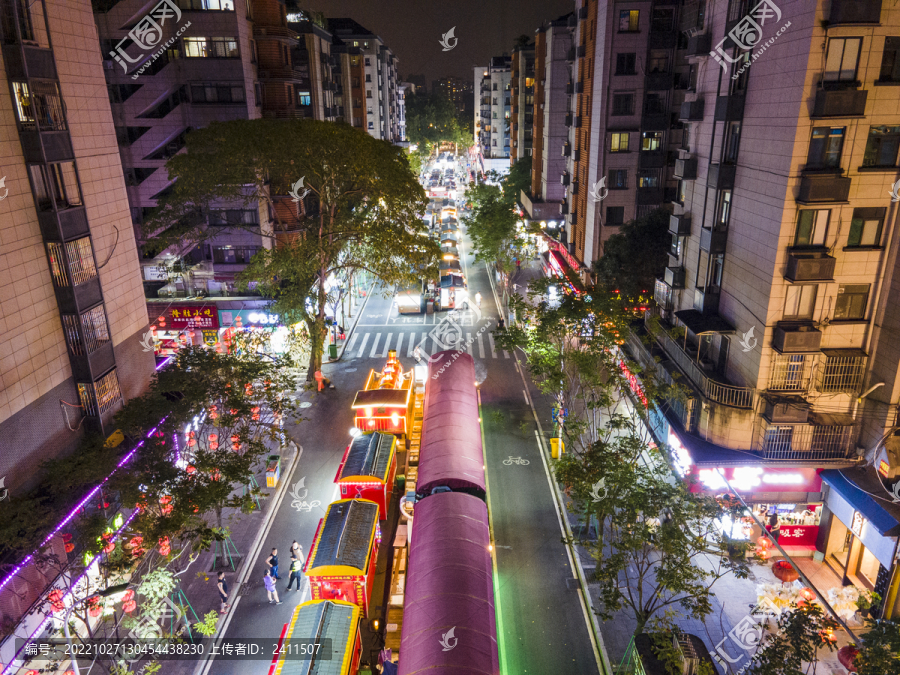 福建福州达明路美食街夜景