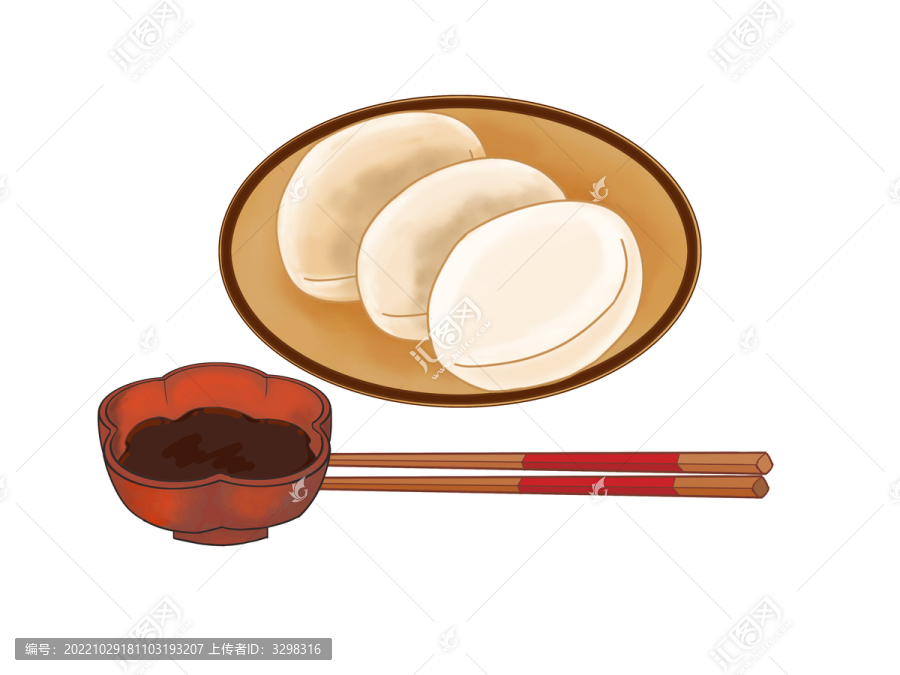 小雪美食圆柱形麻糍糖浆碗筷子