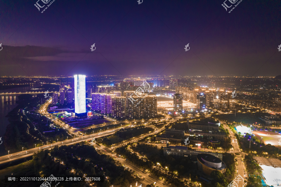 上虞航拍城市夜景