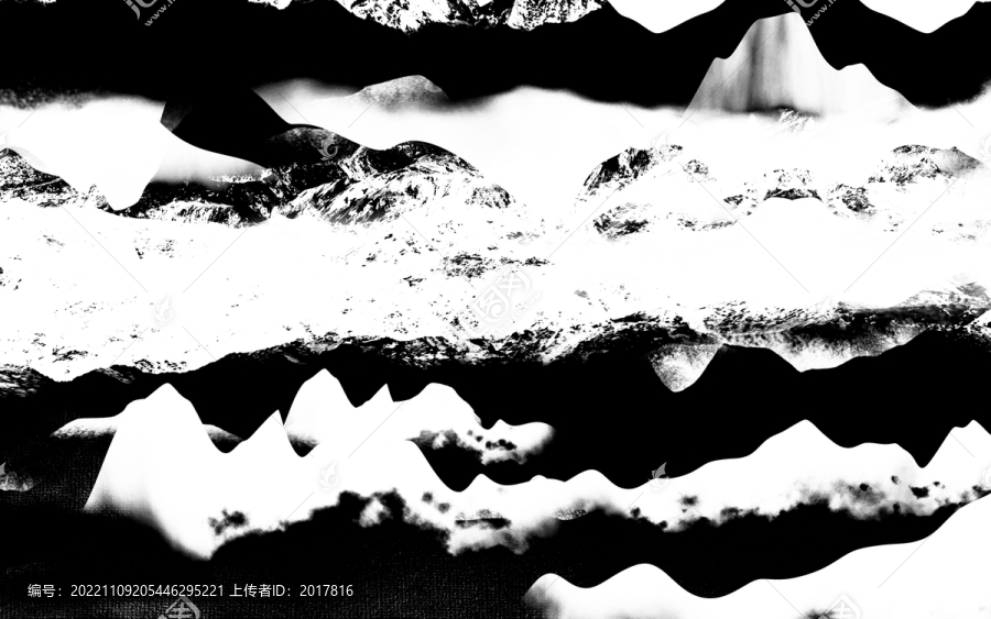 黑白抽象意境大气客厅山水