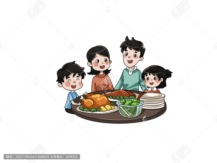 感恩节父母一家人吃饭
