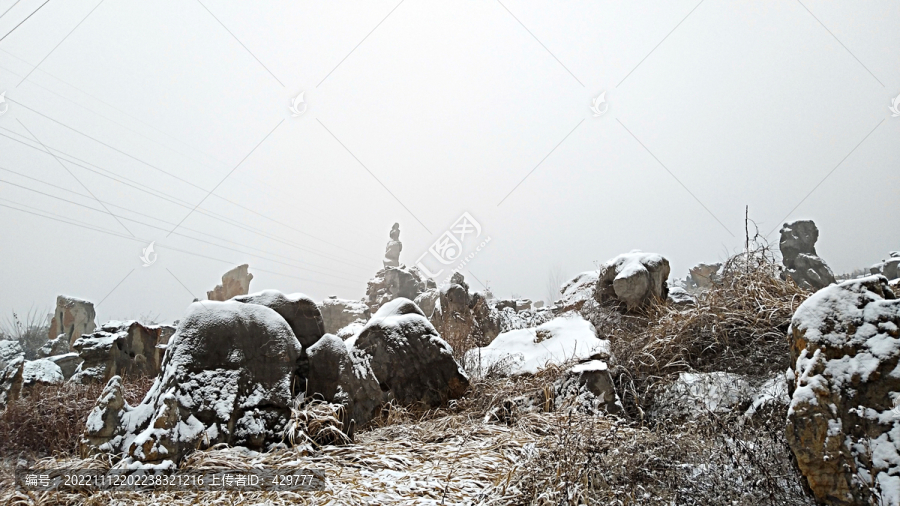 白雪降落奇石林