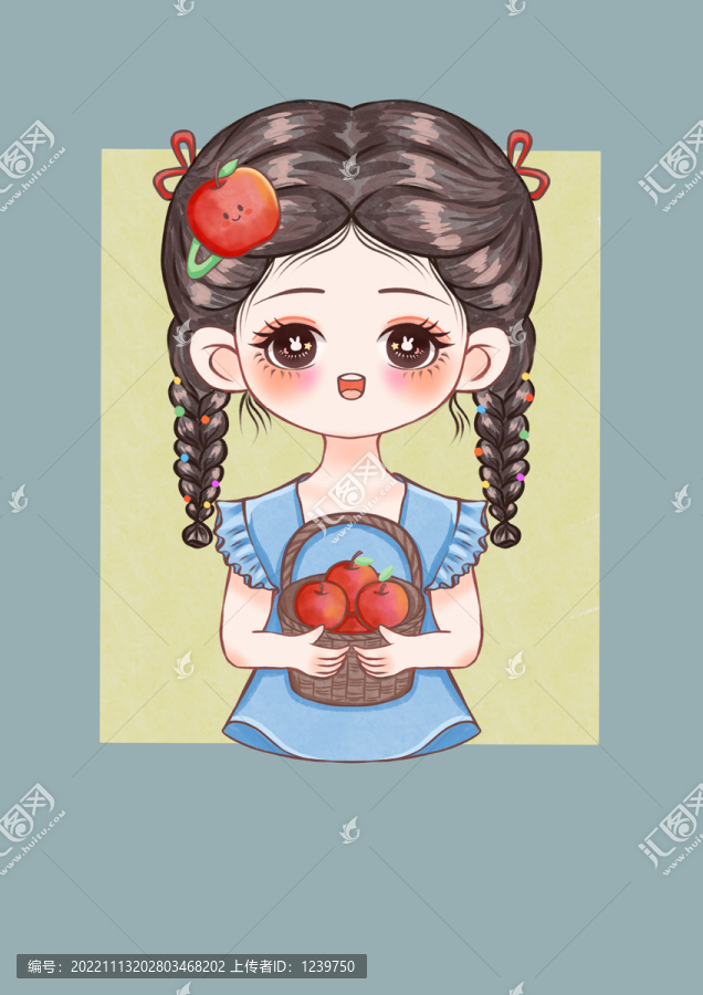 可爱卡通苹果女孩农产品标志