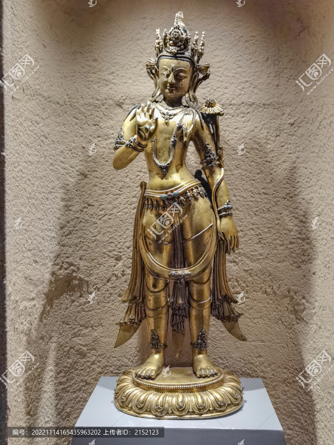 藏族鎏金文殊菩萨铜像