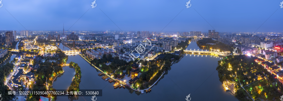 航拍江苏泰州城市夜景大画幅