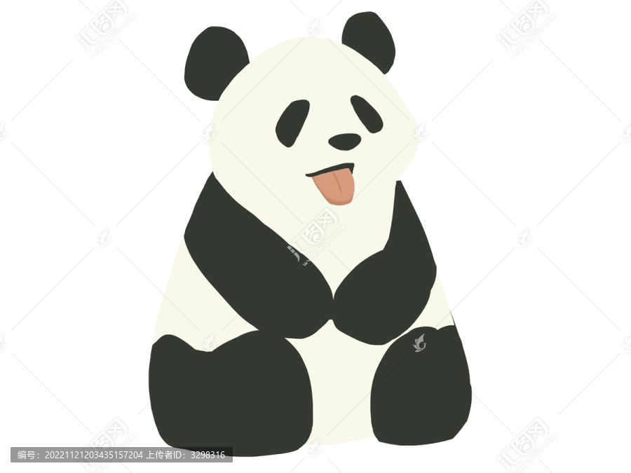 黑白可爱呆萌坐着吃竹子熊猫