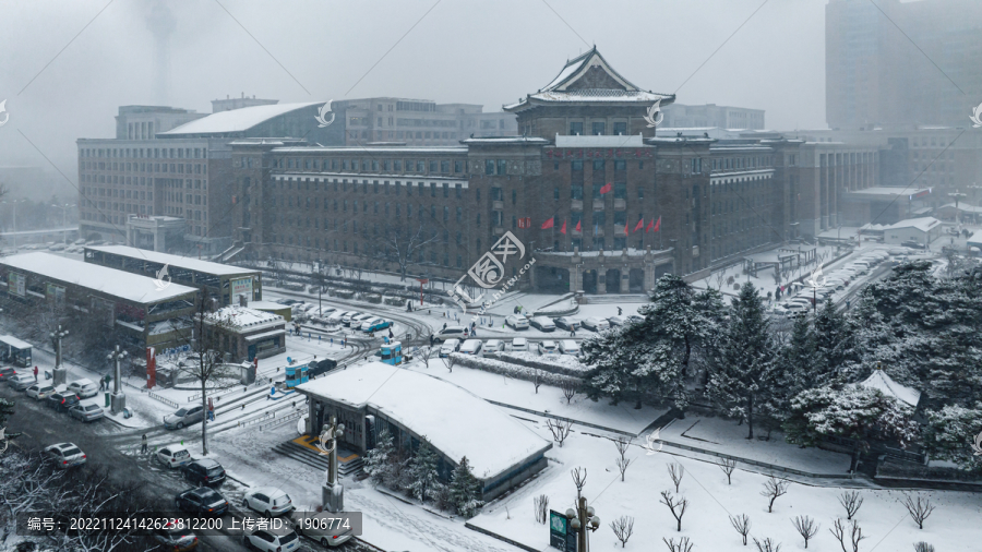 雪中的中国长春城市景观