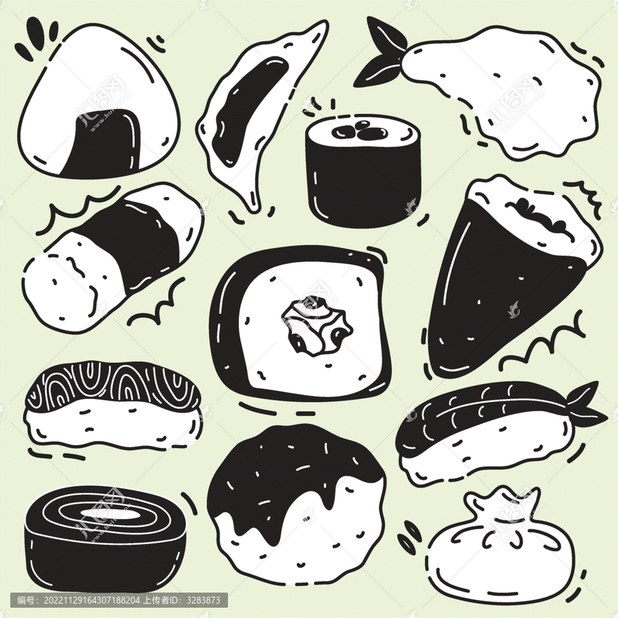 卡通日式菜肴插图合集