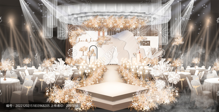 香槟色婚礼舞台效果图含印刷图