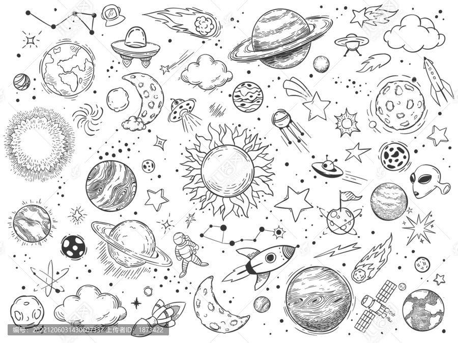 手绘宇宙星空插图