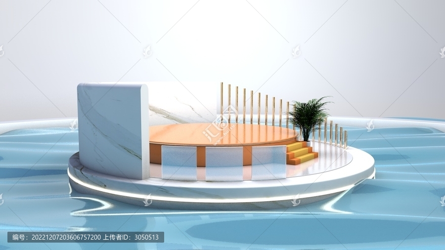 C4D场景泳池台面模型背景
