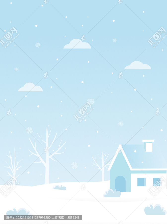 矢量冬季温暖雪景房屋