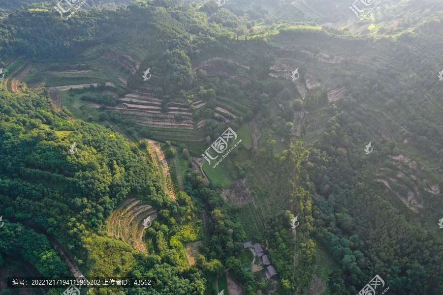 航拍宝鸡大水川风景区南由古城