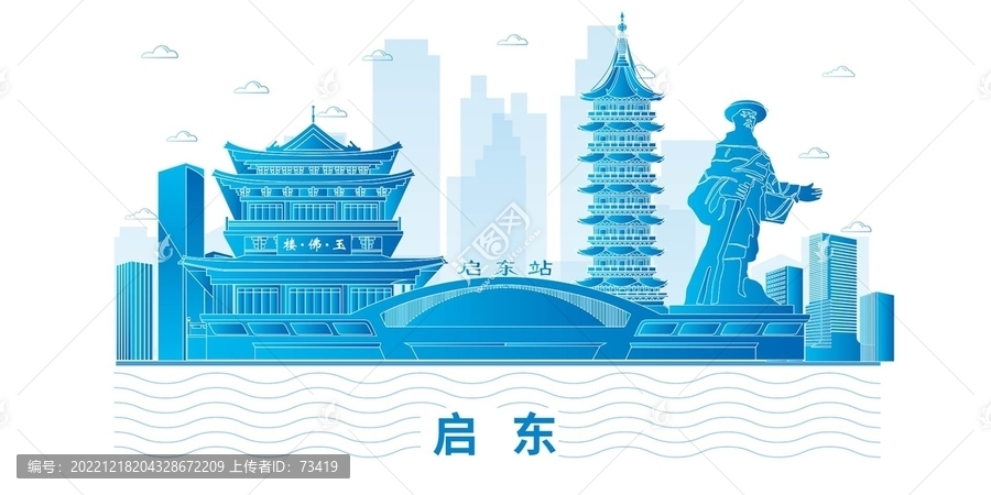 启东市科技地标建筑背景展板