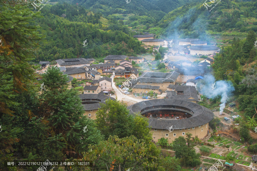 南靖河坑土楼群航拍风景