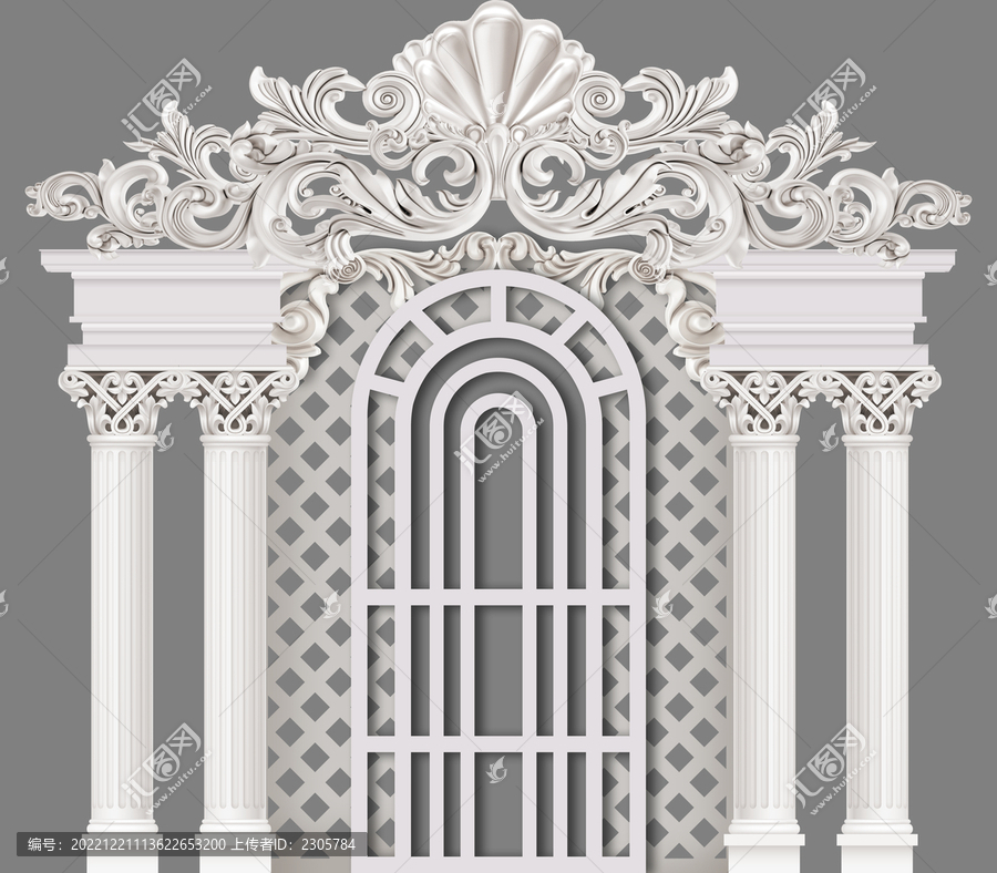 欧式白宫罗马拱门花纹喷绘素材