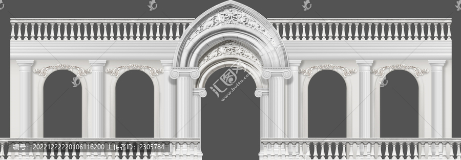 欧式白色罗马拱门背景喷绘素材