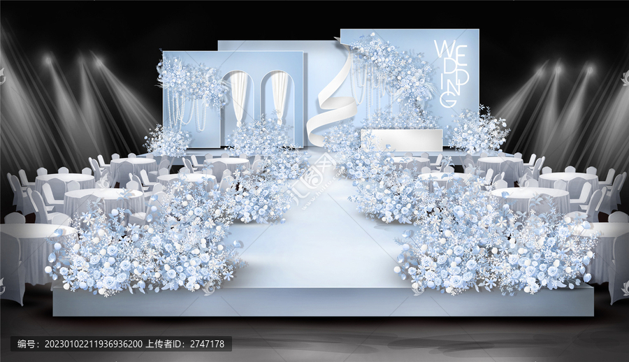 蓝色婚礼舞台设计效果图