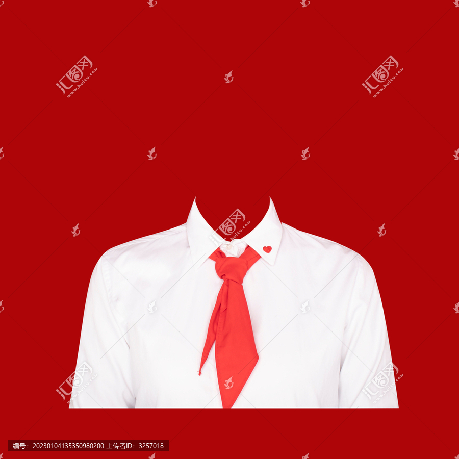 证件照白衬衫红岭巾红领带素材