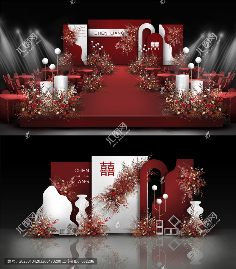 红白色婚礼效果图设计