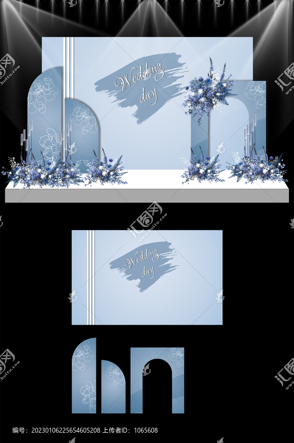 蓝色婚礼KT板设计