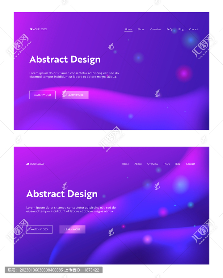 抽象波浪与光点插图,网页登录模板集合