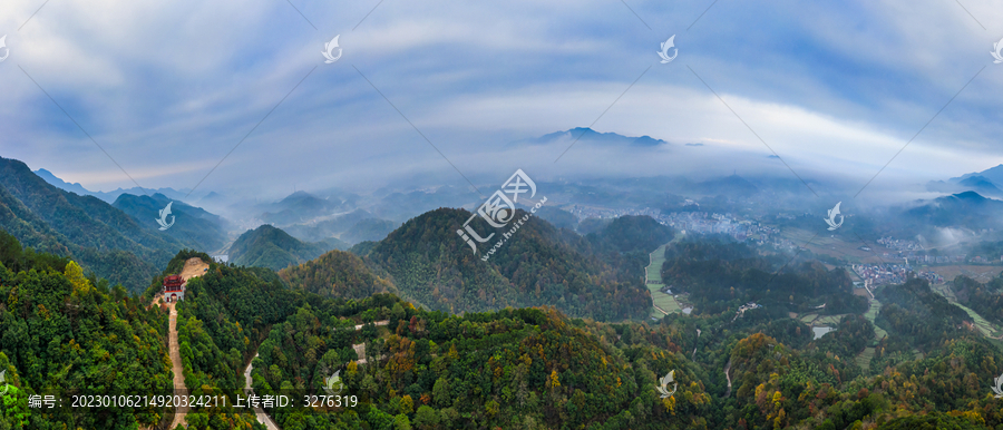 义乌大陈鹅峰山风光航拍全景