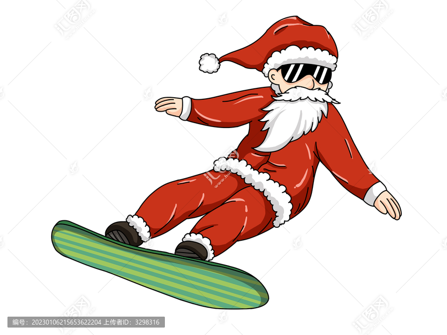 红色滑雪飞起圣诞老人