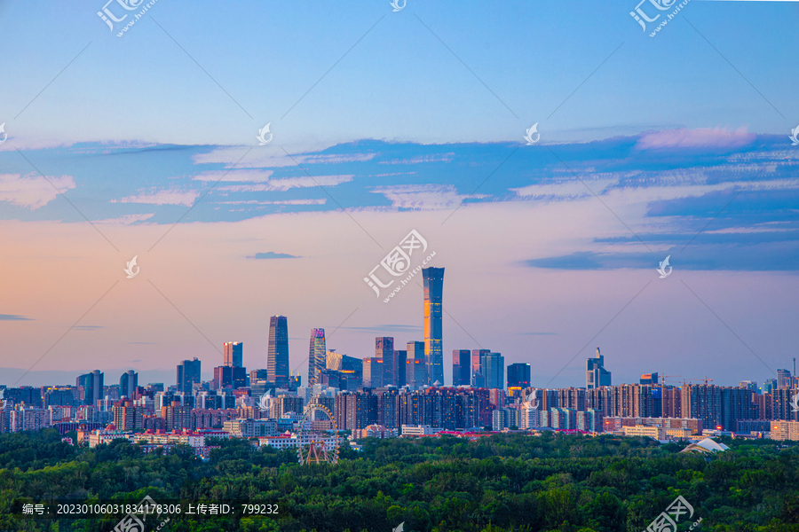 北京国贸CBD中央商务区城市夕阳风光