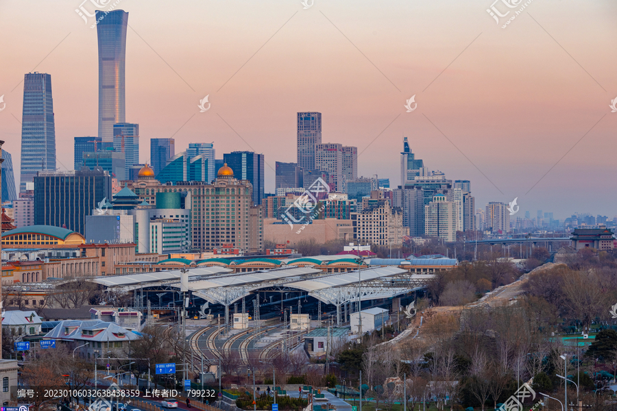 北京火车站与国贸CBD中央商务区中国尊