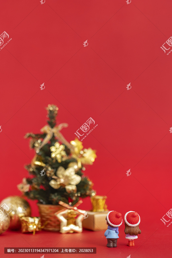 圣诞节情侣创意红色背景