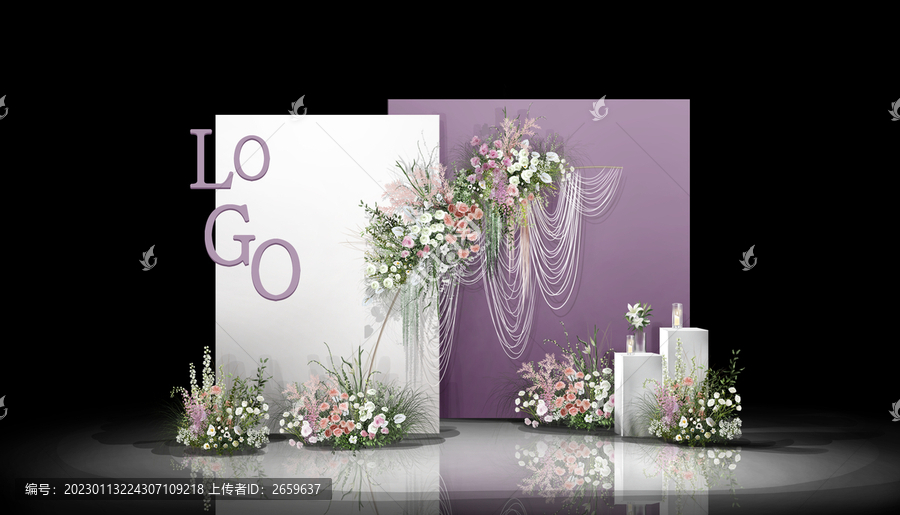 白紫色韩式婚礼效果图