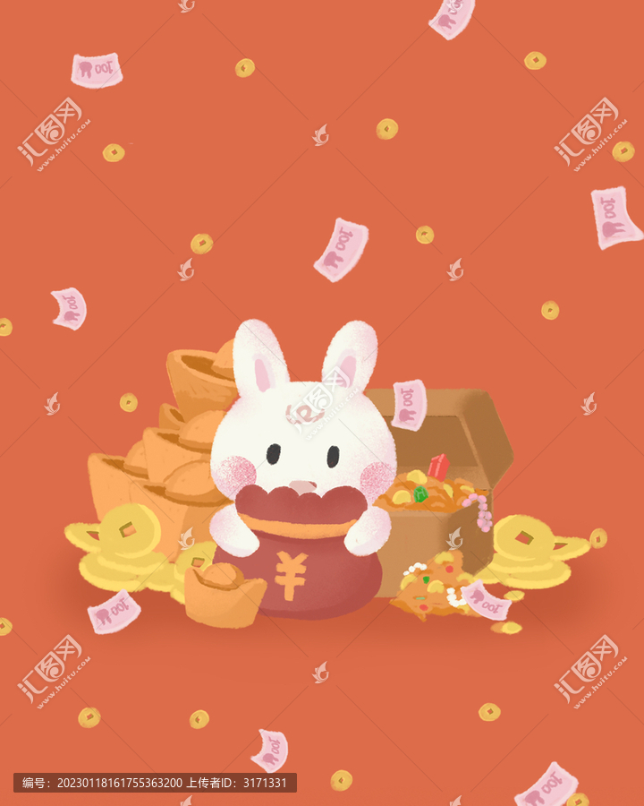 发财兔兔年愿望节日