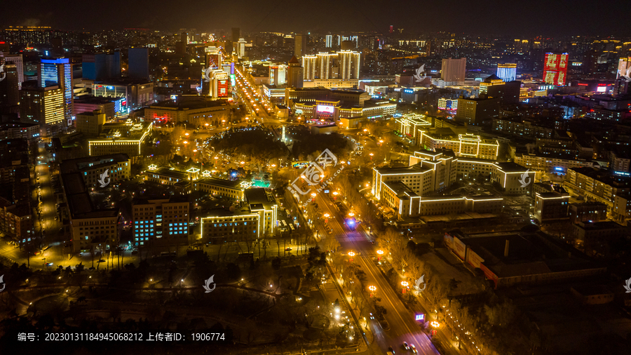 中国长春春节夜晚的城区景观
