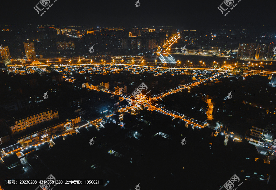 凉山西昌建昌古城航拍夜景全景