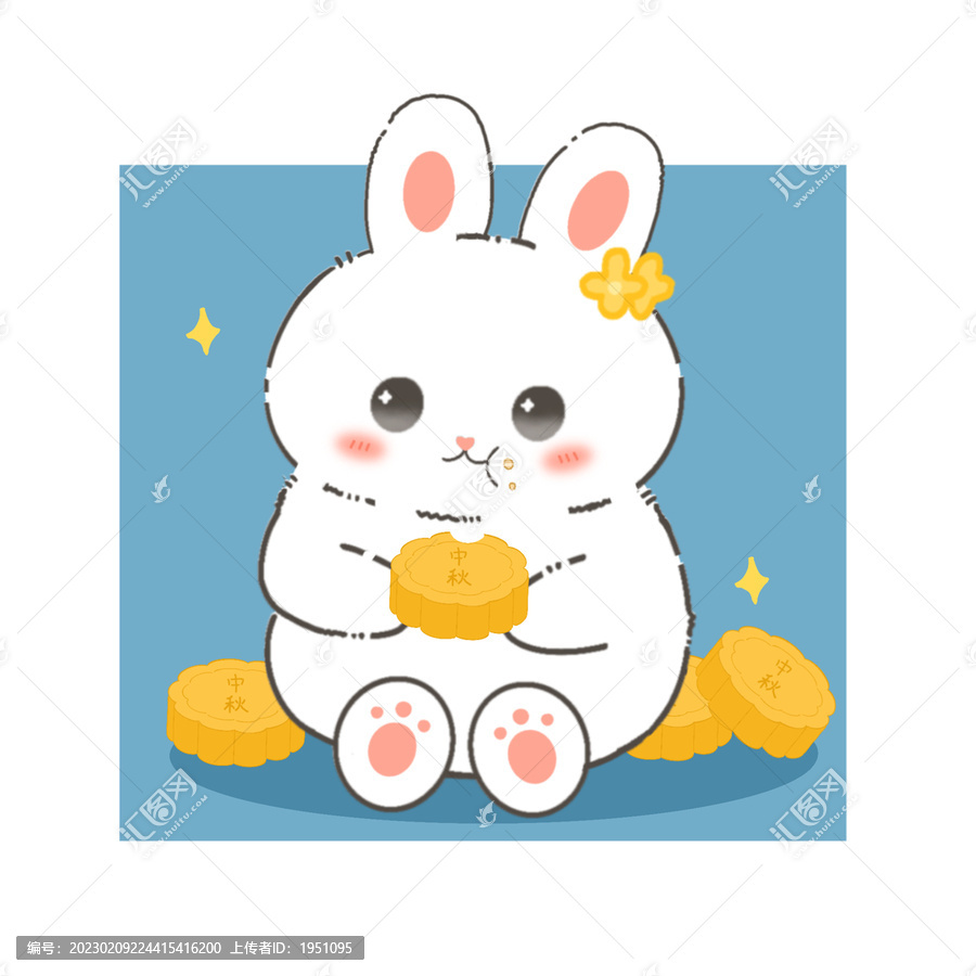 吃月饼兔子插画